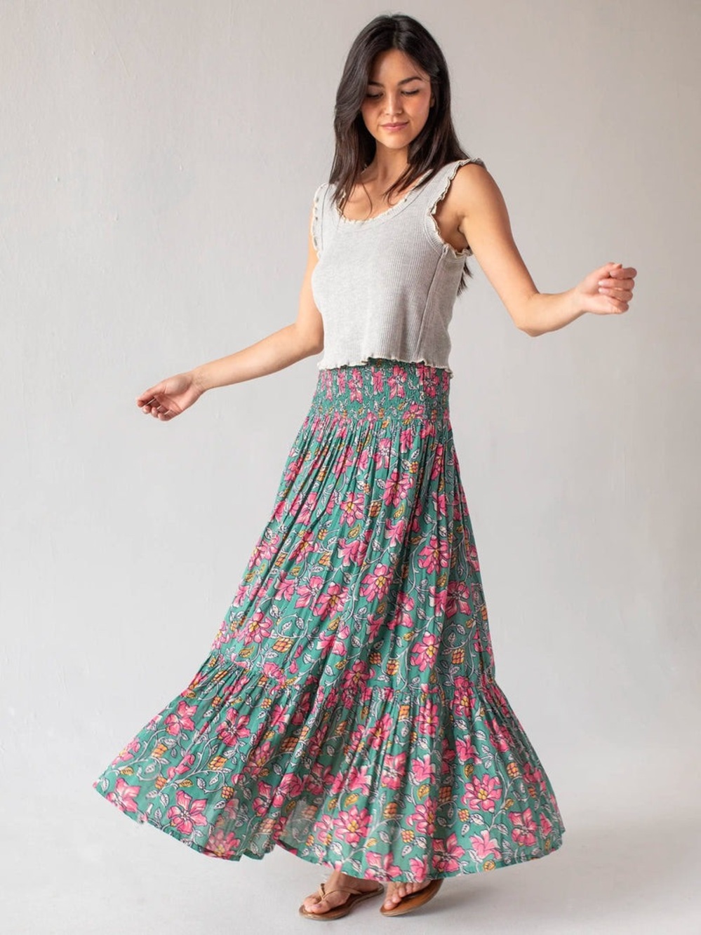 NATURAL LIFE • Flora Convertible Skirt - Teal Pink Lilies NWT Medium